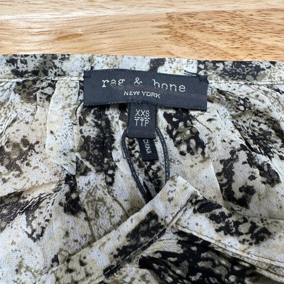 Rag & Bone NWT Yuni Snake Print Blouse Light Green Size XXS Sheer Long Sleeve - Picture 6 of 12